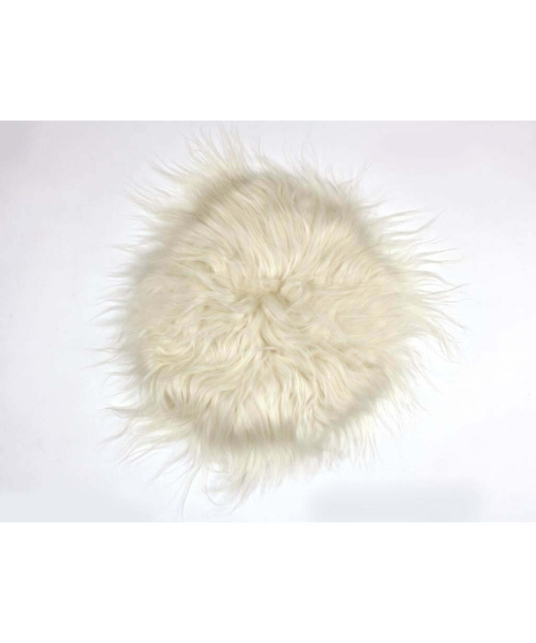Sitzauflage ø 35cm langwollig zottelig Island - Weiß Natur