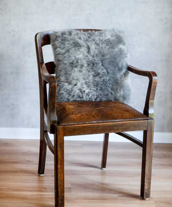 Lammfell Kissen Hellgrau