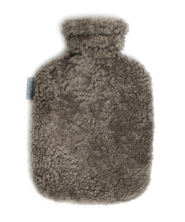 Wärmflasche mit echtem Schaffell Farbe Schlamm