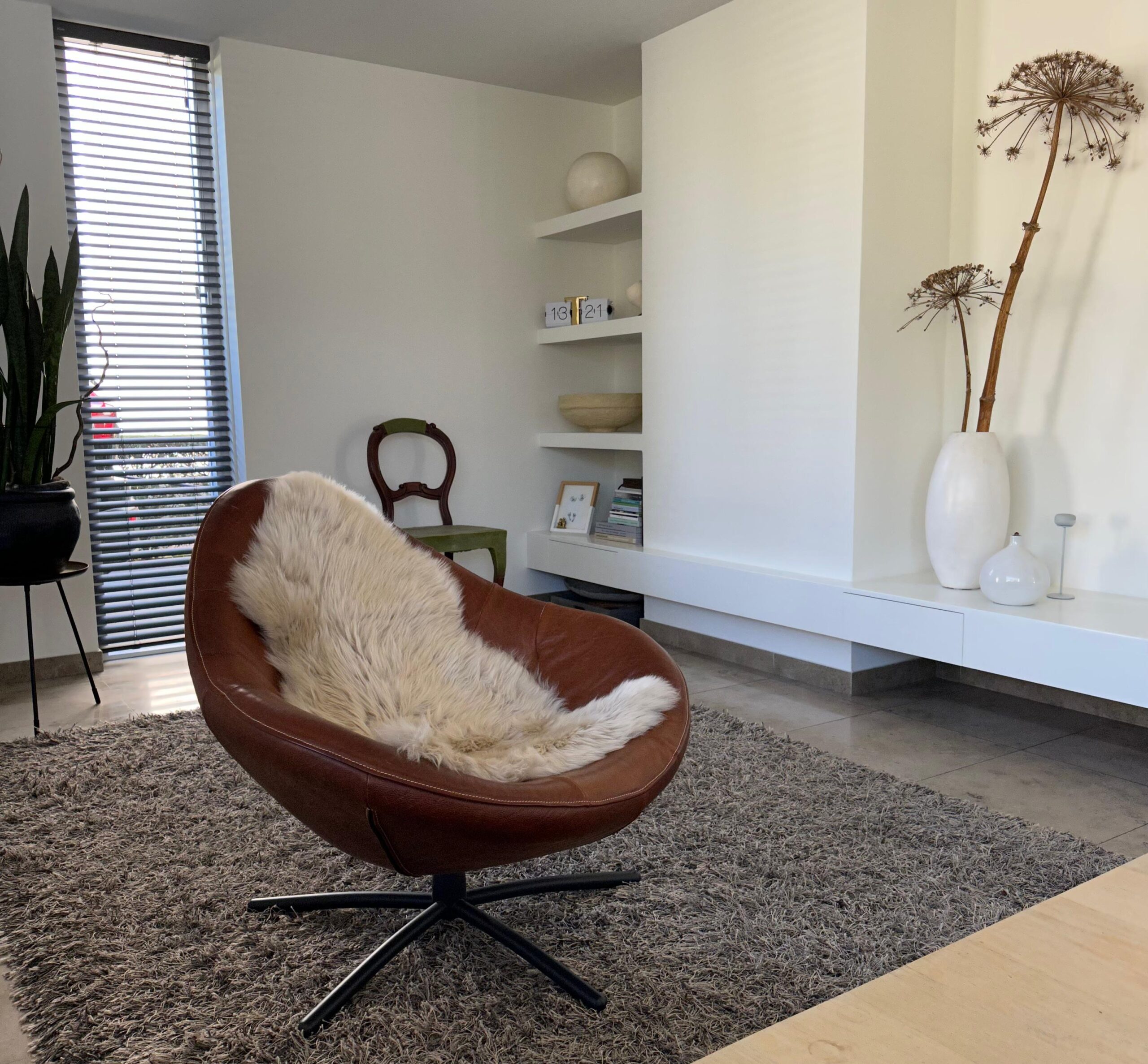 Fell auf Ledersessel