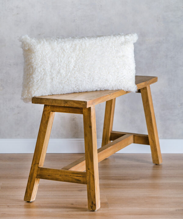 Kissen Lammfell geschoren weiss